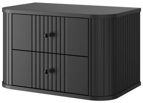 Függő éjjeliszekrények készlet Vesper 56 cm - fekete / fekete fogantyúk