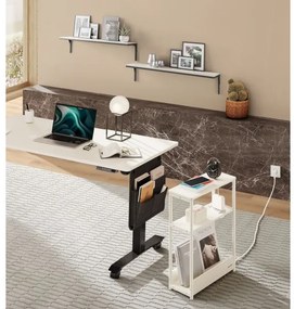 ROD kisasztal beépített konnektorral és USB-portokkal, fehér/krémszínű