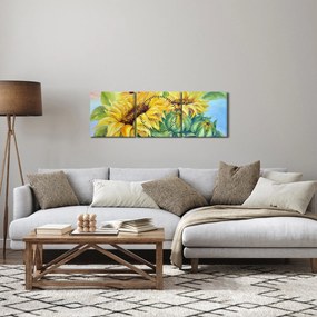 Virágzó napraforgó képe (órával) (90x30 cm)