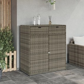 szürke polyrattan kerti tárolószekrény 105 x 55 x 113 cm