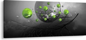 Zöld absztrakt gömbök képe (120x50 cm)