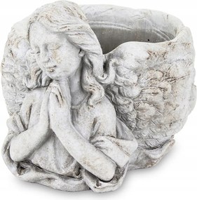 Virágtartó Szürke 15x17x20cm Angyal Fedél Angyalkával