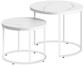 MARLON konferenciaasztal szett 2 db, fehér márvány dekorációval