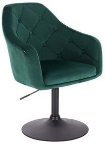 HR831N Sötétzöld modern velúr szék fekete lábbal