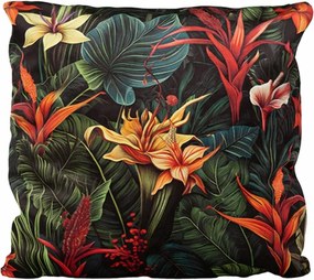 Párnahuzat 40x40 cipzáras velúr trópusi virágok Bromelia