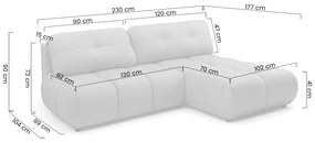 Lerio jobbos sarokkanapé ágyfunkcióval - világos bézs vízlepergető szövet Blur 02