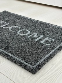 &#039;Welcome&#039; antracit szennyfogó szőnyeg 40x70 cm