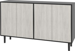 HOMCOM Konyhai Büfé Tároló Szekrény 2 Szekrénnyel, Állítható Polcokkal, 121 x 37 x 75 cm, Fekete és Szürke Fa Megjelenés | Aosom