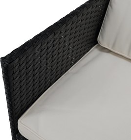 Kerti rattan szett, akácfa, fekete/krémszínű/természetes, MELFORD