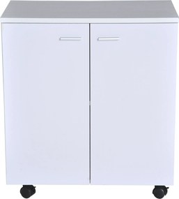 HOMCOM Mobil TV Állvány Fa Szekrény Kerekekkel és 2 Ajtós Készlet 60x35x65cm | Aosom