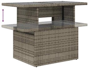8 részes szürke polyrattan akácfa kerti ülőgarnitúra párnákkal