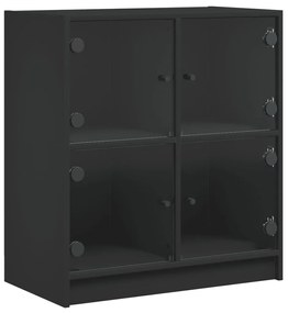 fekete kisszekrény üvegajtókkal 68 x 37 x 75,5 cm