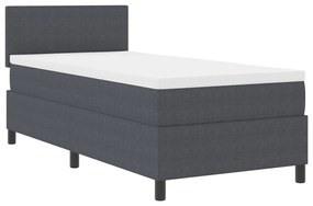 Boxspring ágy matraccal és LED világítással, sötétszürke egyszemélyes bársonyos szövet