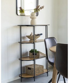 Fekete könyvespolc tölgyfa dekorral 36x111 cm Vita - House Nordic