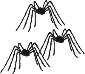 vidaXL Halloween Pók Dísz 3 pcs Fekete 200 cm Poliészter és acél
