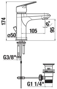 JIKA H3112E10041171 - TALAS umyvadlová baterie 17,4 cm chrom, bez přepadu