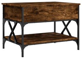 vidaXL füstös tölgy szerelt fa és fém dohányzóasztal 70 x 50 x 50 cm