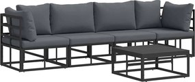 vidaXL Kerti Kanapé Szett 5 pcs Fekete Fém