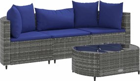 vidaXL 4 részes szürke polyrattan kerti ülőgarnitúra párnákkal