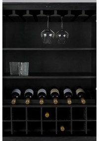 Fekete tölgyfa bortartó szekrény, palackok száma 20, 89x181 cm Travis – Zuiver