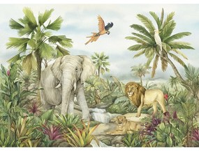 Gyermek fotó tapéta Színes dzsungel 252 x 182 cm,4 részből álló