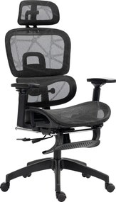 HOMCOM Ergonomikus Irodai Szék Karfával, Fejtámlával, Ágyéktámasszal, Magasságban Állítható Mézgés Forgószék Hintázó Funkcióval, Dőlésszög Szabályzáss