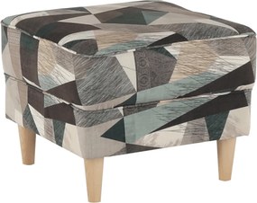 Füles fotel puffal, szövet barna-zöld minta, ASTRID