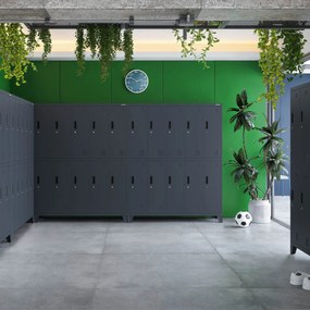 Fém öltözőszekrény BHP, 10 ajtós, BARTEK 1360 x 1720 x 450 mm, antracitszürke