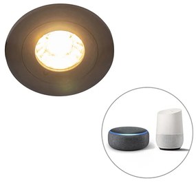 Modern okos beépített reflektor fekete kerek, WiFi-vel, GU10, IP54 - Xena