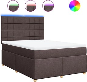 vidaXL sötétbarna szövet rugós ágy matraccal 140 x 190 cm