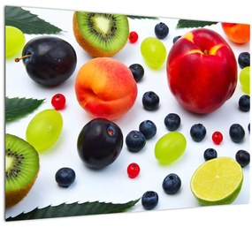 Vízcseppekkel ellátott gyümölcs képe (üvegen) (70x50 cm)