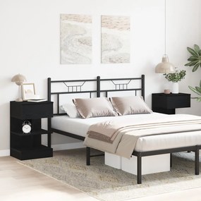 Éjjeli asztal 2 db Fekete Tölgy 40x35x65 cm Mérnöki Fa