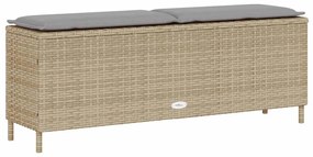 bézs polyrattan kerti pad párnával 110x30x40,5 cm
