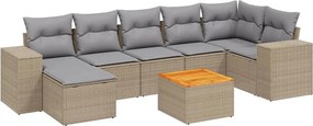 vidaXL 8 részes bézs polyrattan kerti ülőgarnitúra párnával