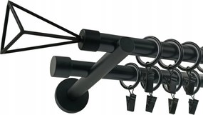 Dupla Függönykarnis 19+19mm Fekete 180cm Geometric