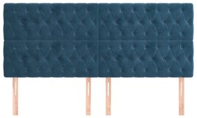 4 db sötétkék bársony fejtámla 90x7x78/88 cm