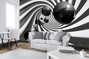 Fotótapéta - 3D fekete-fehér alagút (152,5x104 cm)