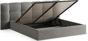 Szürke kárpitozott ágyneműtartós franciaágy ágyráccsal 200x200 cm Eric – Micadoni