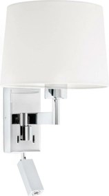 Faro Artis fali lámpa króm/fehér Led olvasólámpával, E27, IP20