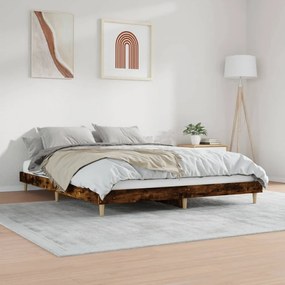 füstös tölgy színű szerelt fa ágykeret matrac nélkül 160x200 cm