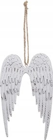 Szárnyas medál fém fehér 14 cm – karácsonyi dekoráció