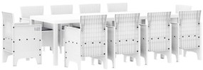 vidaXL Kert étkező szett 11 pcs Fehér Polipropilén