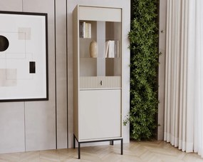 Komód 2 ajtós kasmír színben fekete elemekkel fekete fogantyúkkal – MAGGIORE MA04