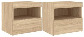 2 db sonoma tölgy színű éjjeliszekrény LED-ekkel 50x40x45 cm
