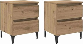 vidaXL Éjjeliszekrény 2 pcs kézműves tölgy 40 x 35 x 50 cm Faanyag