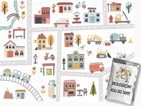 Fotótapéta Flizelina Térkép Város Utcák Házak Autók 100x75 ragasztó