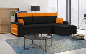 PAVEL Kinyitható sarokkanapé Fekete/narancs