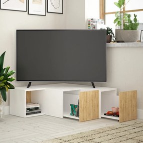 Compact TV-állvány, fehér-tölgy, 90 cm