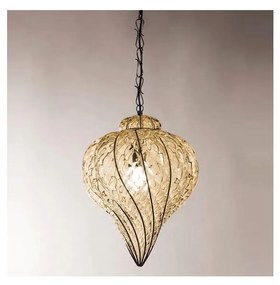 SIRU - Csillár láncon GOCCIA 1xE27/60W/230V pr.25 cm bézs/barna Velencei üveg