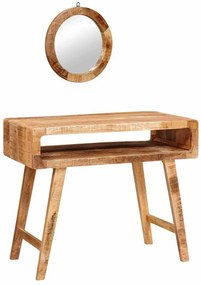 Öltözködőasztal polcokkal Barna 90 x 76 x 45 cm tömör mangófa